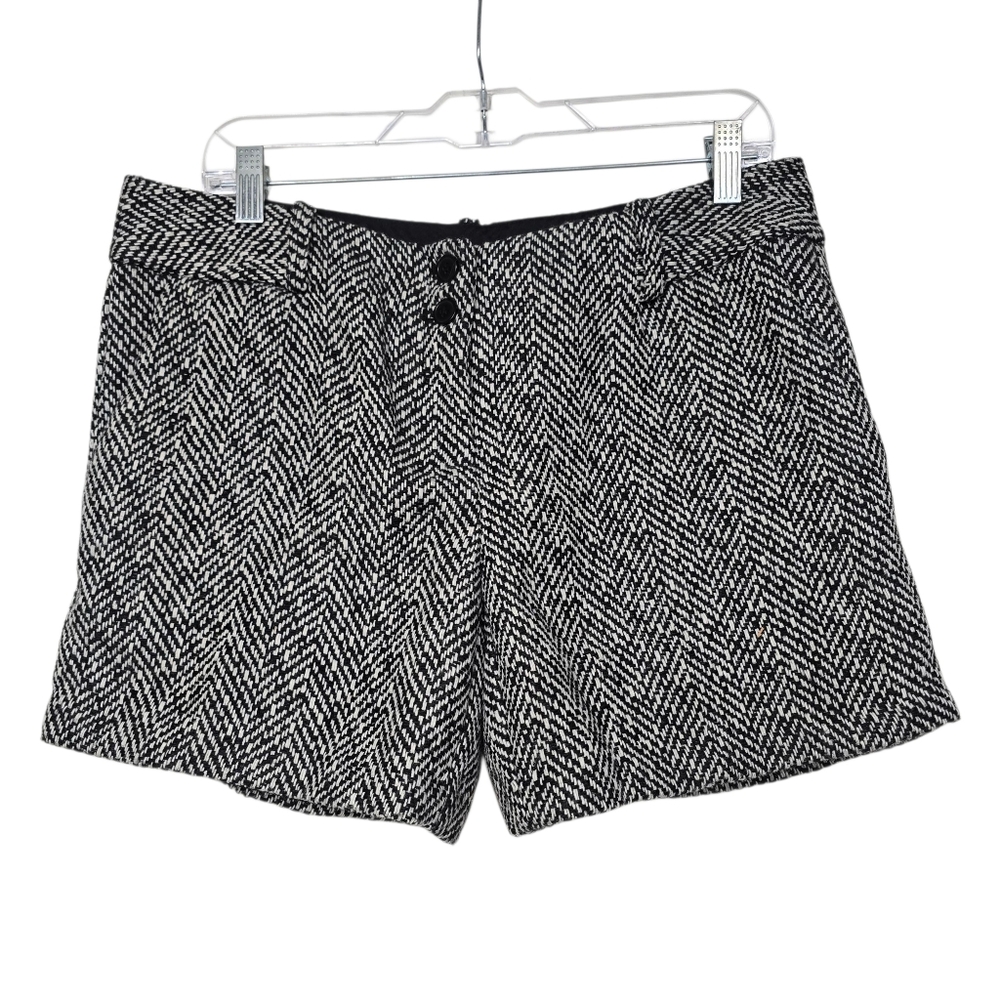 NWT The Limited Drew Fit Shorts Wool Blend Black White 10